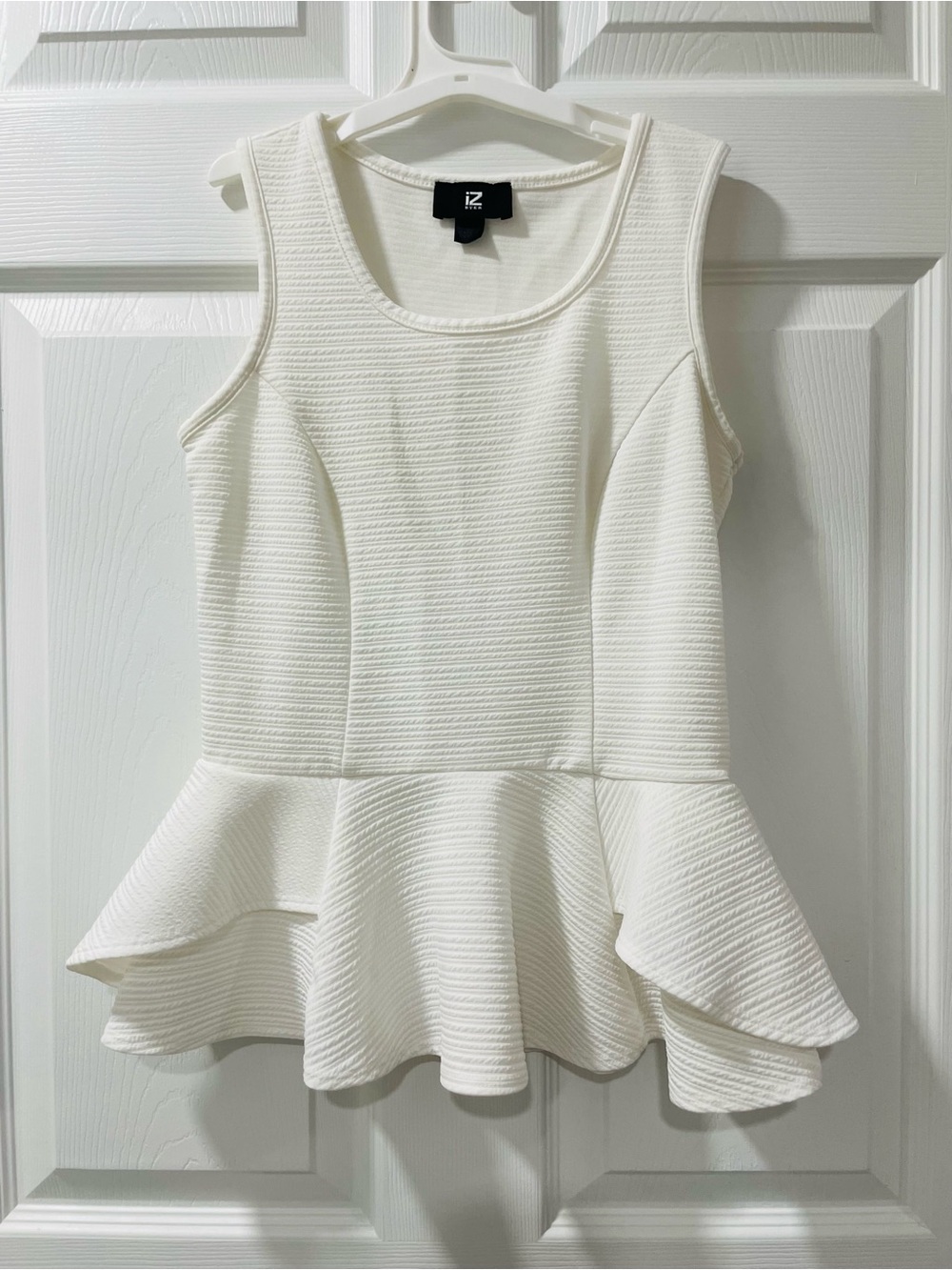 Iz Byer Black and White Logo Tag Top